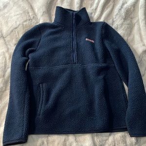 Navy Blue Sherpa Half-zipped Vineyard Vines Sweatshirt